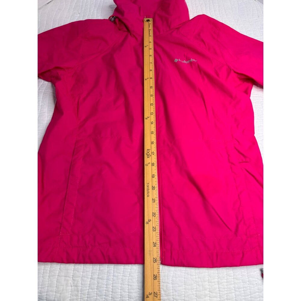 NWOT Columbia Woman Pink Windbreaker Hooded Travel Zip Up Jacket SZ L - Picture 15 of 15